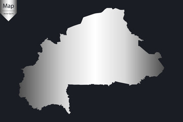 Fototapeta premium Abstract - High Detailed Silver Map of Burkina Faso. Vector illustration eps10. 