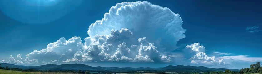 A large cloud in the sky with a blue sky background