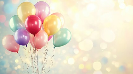 Colorful balloons for a playful celebration set against a soft background