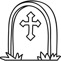 Obraz premium cute halloween grave illustration for card website, application, printing, document, poster design, etc.