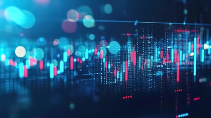 Financial Data Visualization: Abstract Chart with Blue and Red Patterns