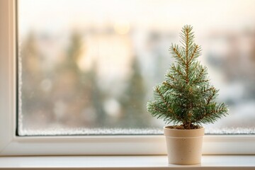 With a small Christmas tree and wooden picture frame at the back, decorate the counter by the window with a Christmas event