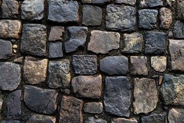 Obraz premium Cobblestone street texture, with uneven stones and weathered surfaces