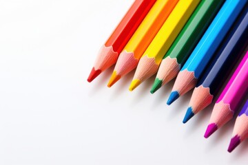 Fototapeta premium Colorful pencils white background arrangement creativity.