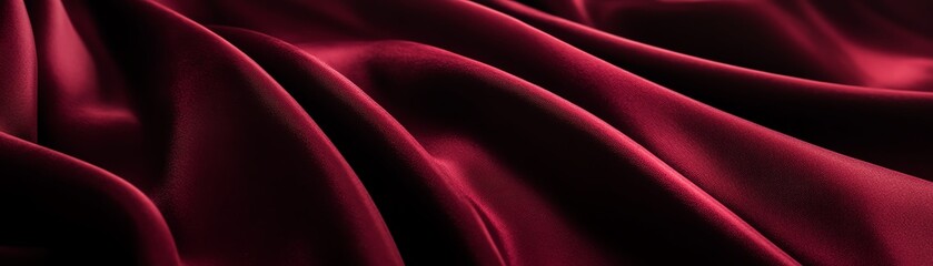 Fototapeta premium Luxurious deep red silk fabric with smooth folds, creating an elegant and rich texture perfect for backgrounds and design elements.