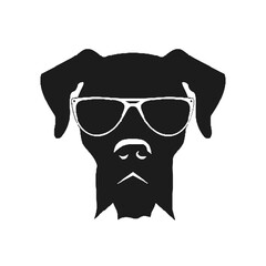 Dog in Fashionable Glasses Silhouette Isolated on White – Vector Illustration