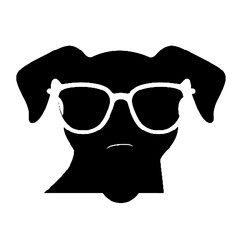 Silhouette of a Stylish Dog Wearing Glasses Isolated on White Background – Vector Art