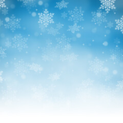 Christmas background with blue pattern winter card snow snowflakes square copyspace copy space