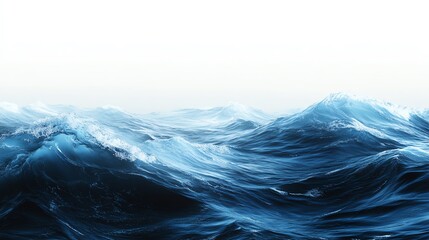 Fototapeta premium Dynamic ocean waves exhibit vibrant blue tones against a serene sky, embodying the beauty and power of nature.