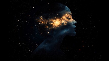 Fototapeta premium Human Silhouette Emerging from Colorful Smoke