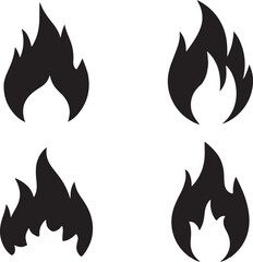 Fire flames, set vector icons illustration