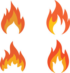fire flames color icon set vector illustration
