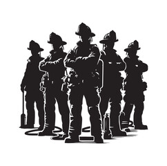 pose of Firefighter silhouette vector illustration 