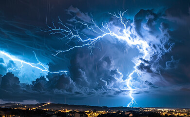 
Lightning flash bolt or thunderbolt. Blue lightning or magic power blast storm. Vector...