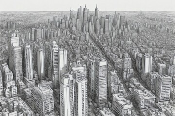 Naklejka premium Gray White Background Framed with an Elegant Cityscape Image on a White Paper Background