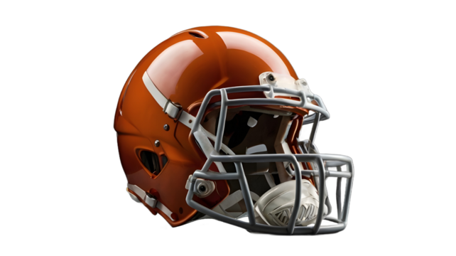 American football helmet isolated on white, transparent background png