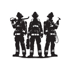 pose of Firefighter silhouette vector illustration 