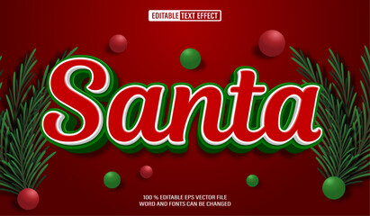 Editable 3d text style effect - Santa Christmas text effect Template