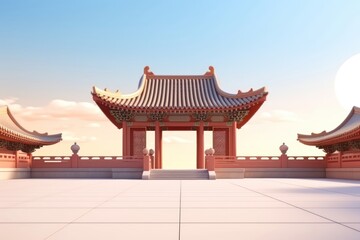 Obraz premium Chinese temple architecture building spirituality.