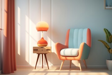 Furniture armchair lamp room.