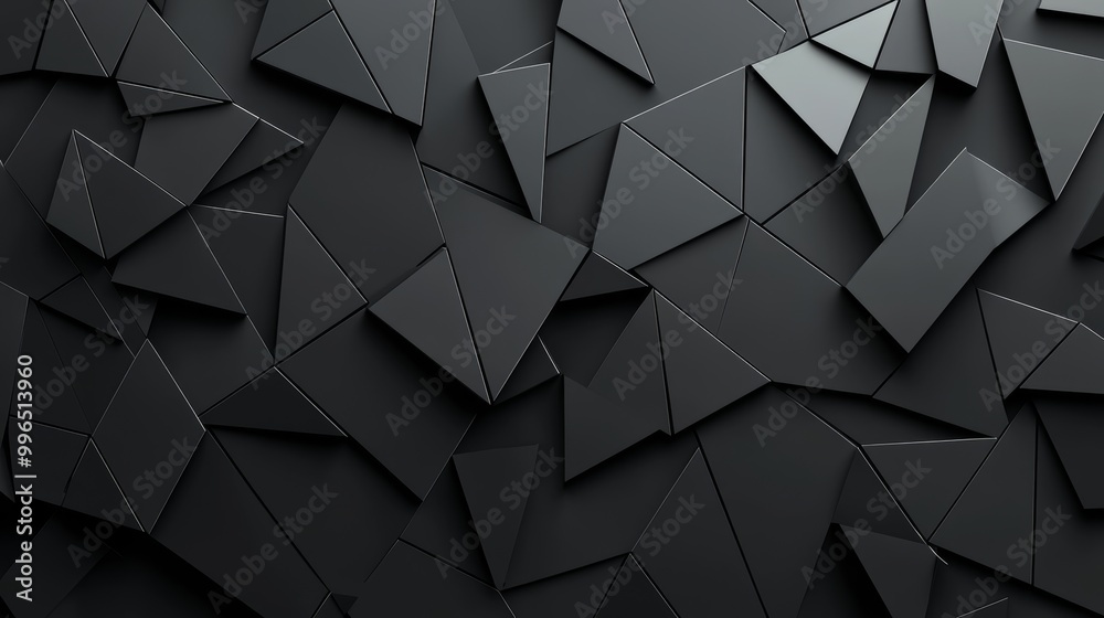 Wall mural Triangle wall on black background. 3D rendering.