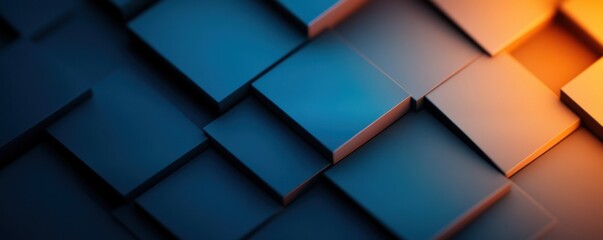 Fototapeta premium Abstract geometric pattern with blue and orange tones.