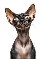 Joyful Sphynx Cat on Isolated White Background