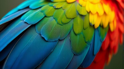 Fototapeta premium Vibrant and Detailed Close-up Parrot’s Macaw Feathers