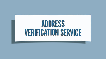 Address Verification Service. A card isolated on blue background.