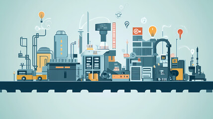 Obraz premium Industry or industrial revolution and iot software to control operation. Industrial Revolution. Illustration