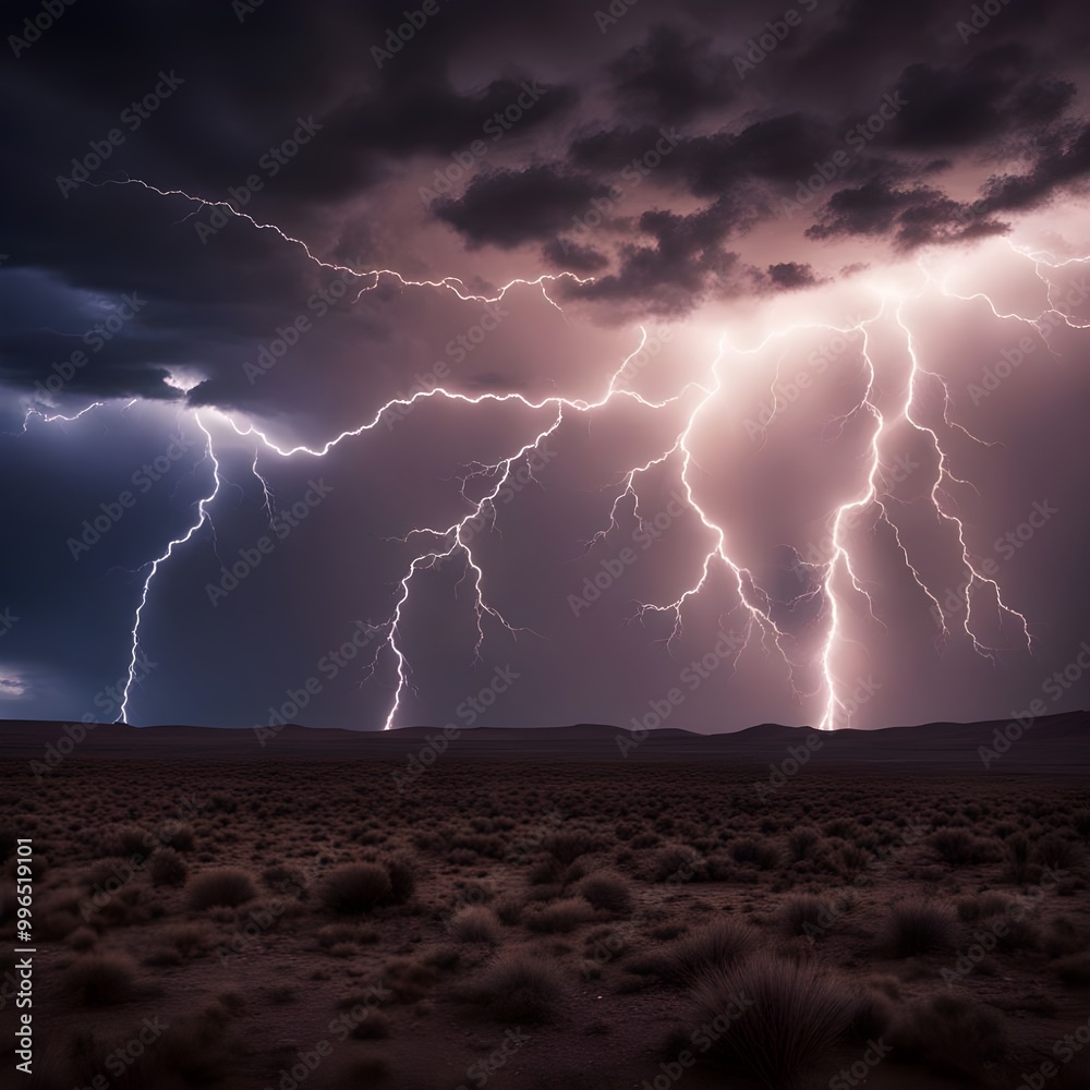 Wall mural lightning in the storm