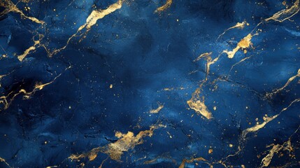 Elegant blue and gold abstract marble texture featuring rich hues and striking gold accents.