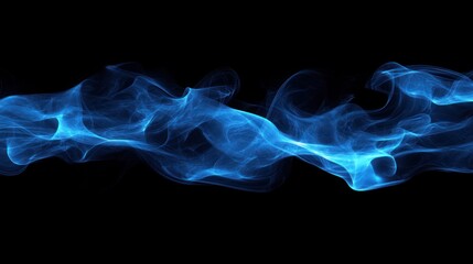 Fototapeta premium A mesmerizing wave of luminous blue smoke gracefully unfurls against a dark backdrop.