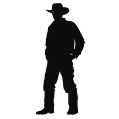 Silhouette of a Farming Man Isolated on White Background – Vector Illustration