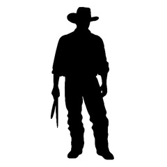 Rural Laborer Silhouette Isolated on White Background – Vector Illustration