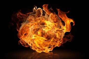 Fireball of realistic burning flames bonfire illuminated destruction.