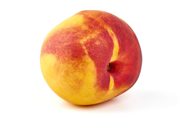 Fresh peaches, isolated on white background.