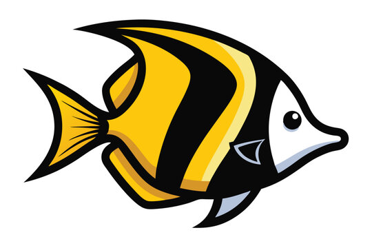 recommend clip art: Solid color Masked Angelfish animal vector design
