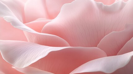 Close-up of a delicate pink rose petal, showcasing soft curves and intricate textures.