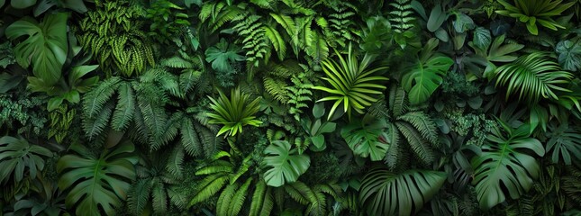 Close up group of background green leaves texture and abstract nature background. Exotic greenery and botanical patterns.