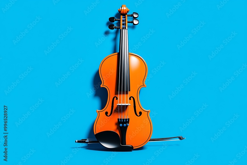Poster a minimalist icon of a violin and bow, representing the elegance of the instrument in a clean design