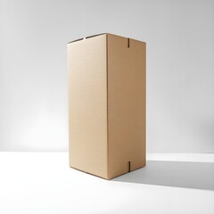 Naklejka premium Cardboard Box Mockup Brown Package Isolated on White Background