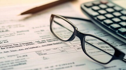 glasses and pen on the newspaper