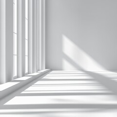 Obraz premium Minimalist White Room with Window Light and Shadows