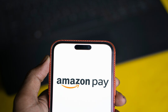 Dhaka, Bangladesh- 26 Sep 2024: Amazon Pay logo is displayed on smartphone.
