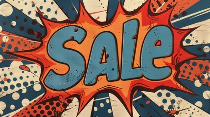 A comic book style poster with the word Sale written in red