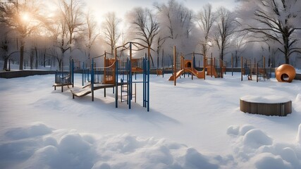playground with winter
