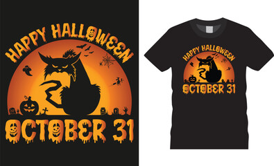 Happy Halloween October 31, Happy Halloween Ghost typography vector t-shirt design template