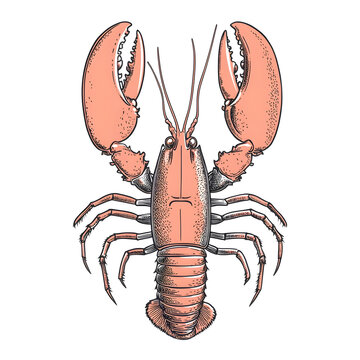 recommend clip art: Hand drawn vintage lobster sea food isolated on white