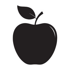Apple Fruit Silhouette Vector in Black Color on a White Background 
